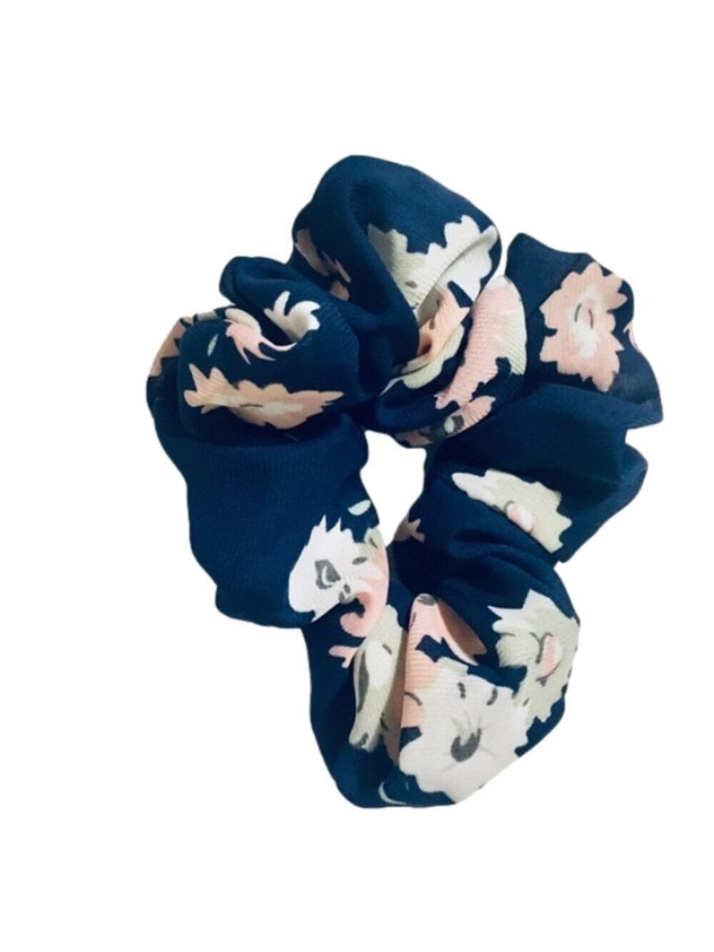Chiffon Navy Blue Floral Chiffon Scrunchie